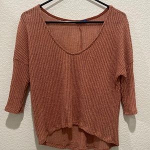Peach Knitted Top with 3/4 Sleeves